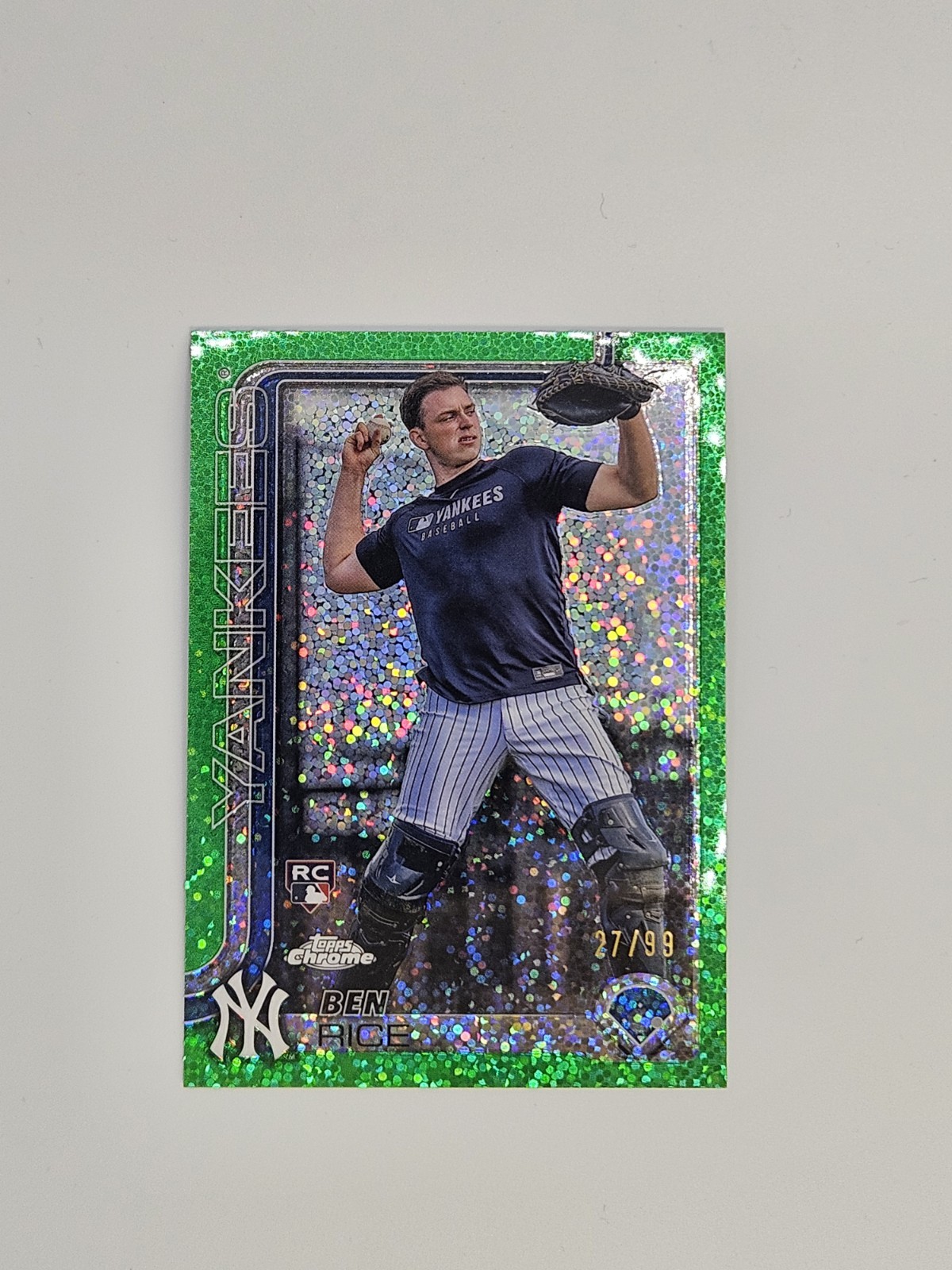 2025 Topps Chrome Image Variation Ben Rice #139 Green Speckle Refractor /99 (RC)