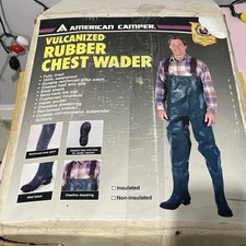 Vintage American Camper Vulcanized Heavy Rubber Chest Waders Men’s Size 8 Green