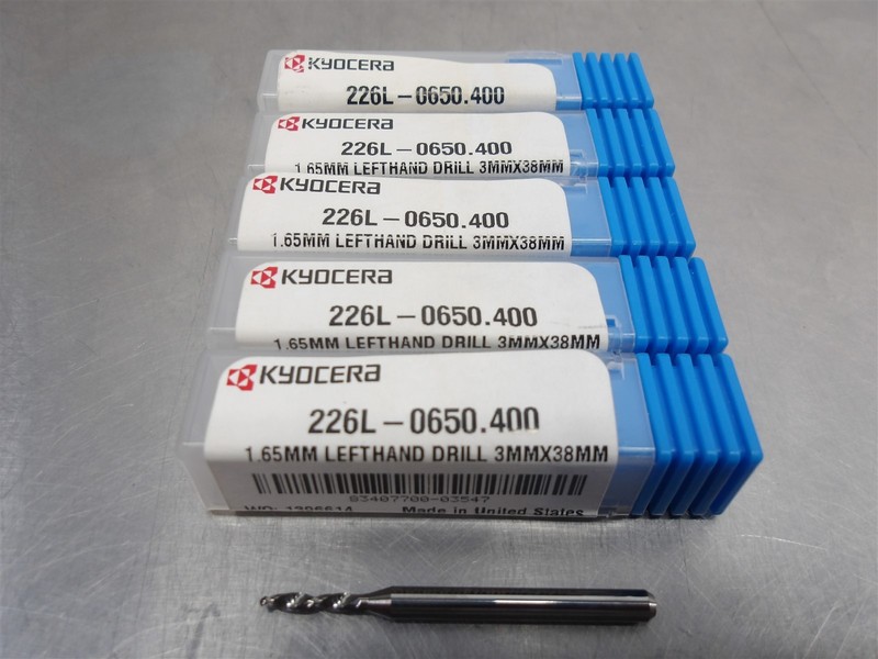 5 NEW! Kyocera 1.65mm Carbide LH Drill 226L-0650.400