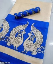 Indian Women's Khadi Silk Saree With Unstitched Blouse Festive Party Wear Sari