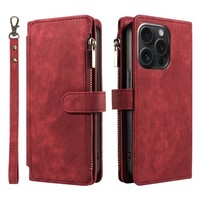 Zip Wallet Case Leather Flip Cover For iPhone 17 15 16 Pro Max 14 13 12 11 XR 8