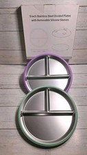 Stainless Steel Toddler Suction Plate with Lid, Deeper 9" Divided Plates with...