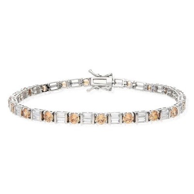 Tennisarmband 10,25 kt Sterlingsilber cognacfarben & weißer Stein 7,5 Zoll