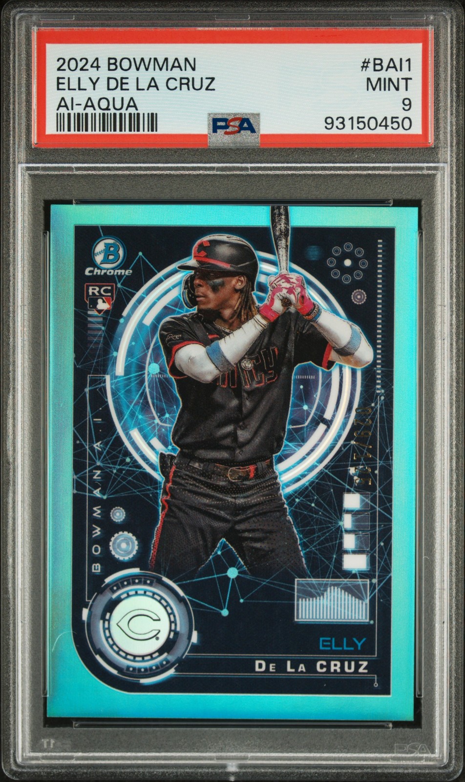 2024 BOWMAN BOWMAN AI AQUA #BAI1 ELLY DE LA CRUZ 29/125 PSA 9