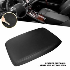 Fit 2008-2013 Highlander Toyota Middle Console Lid Armrest Cover Leather Black
