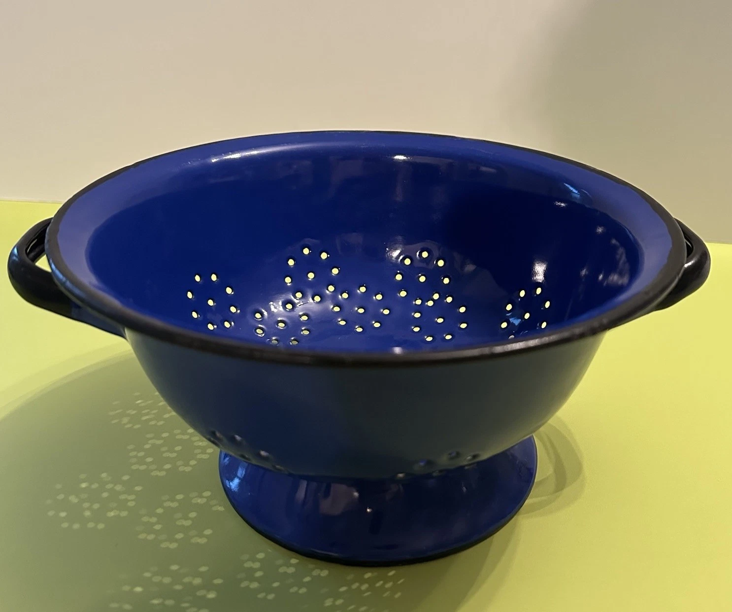 Enamelware Colander Strainer Blue Made In Poland Vintage