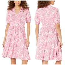 Draper James NWT Knit Kacey Dress Pink Shadow Floral Size M Tie Neck Closure