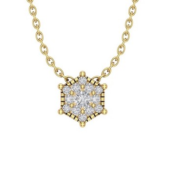 Lab Grown Diamond 14K Gelbgold Composite Anhänger 18'' Silber Kabel Kette