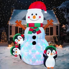 6 FT Inflatable Christmas Snowman with Multicolor LEDs for Indoor/Outdoor Decor