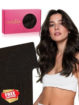 Wennalife Genius Tape Hair Extensions 16 Inch Dark Brown