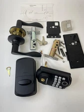 AkaGear DS10 Keyless Entry Door Lock with Handle - 2 Lever Handles,-Black