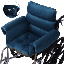 Comfort Wheelchair Cushion Pad w/ Side+Back Pocket Fit 16-19" Chair w/ Full Arms
