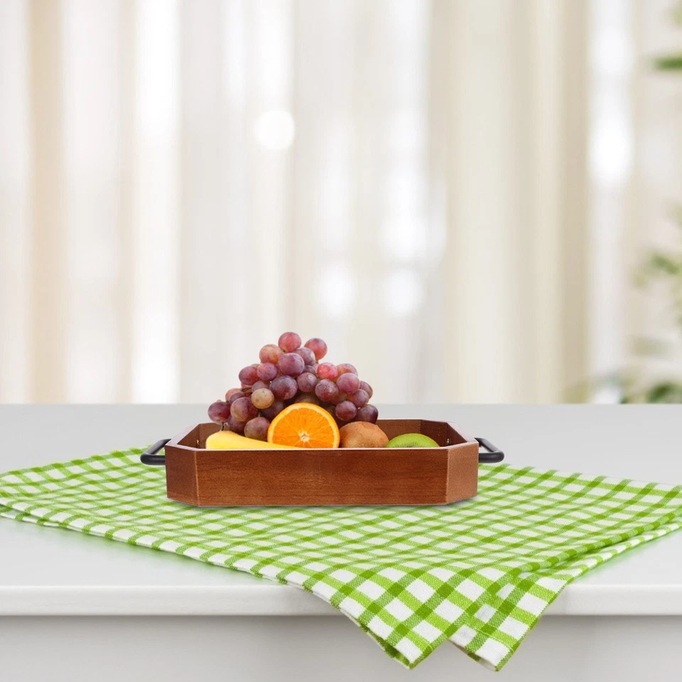 Serviertablett Mit Henkel Rechteckiges Holzkaffeetablett Snack -Servierschale - Bild 4 von 4