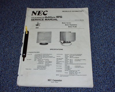 NEC Service Manual Multisync 4FG Computer Display Monitor JC-1531VMA