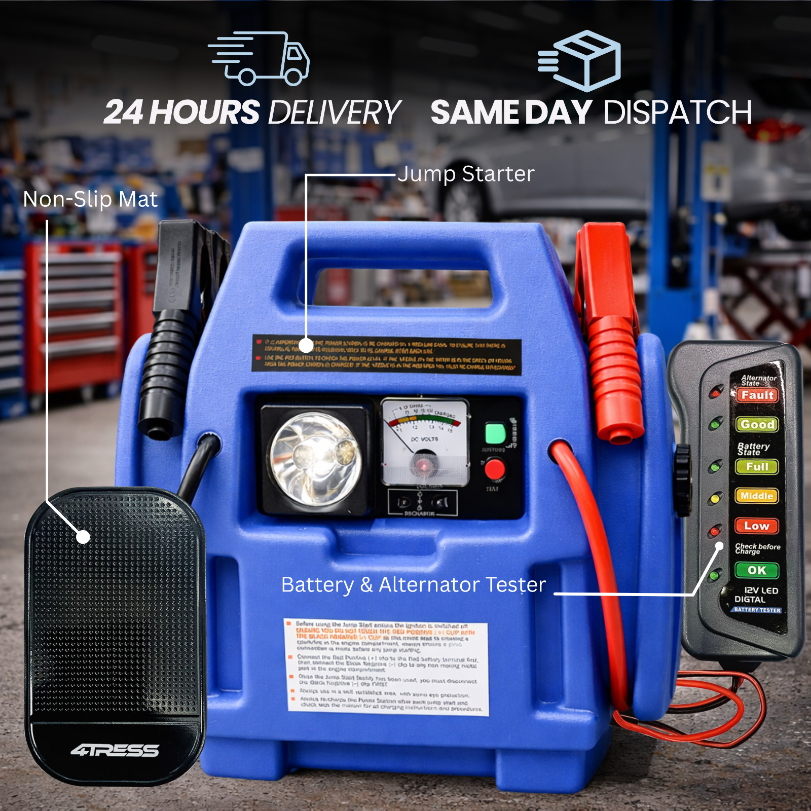 10Ah 12V Portable Power Station & Emergency Jump Start 300PSI Air Compressor - Image 8