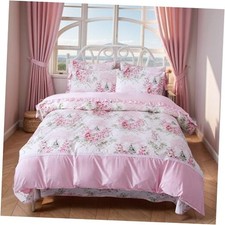 Rosette Floral Duvet Cover Sweet Pink Girls Bedding Set Twin XL Midsummer Rose