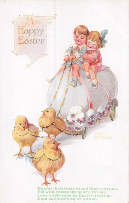 POSTKARTE OSTERGRÜSSE KINDER ( 6 KARTEN ) FRED SPURGIN