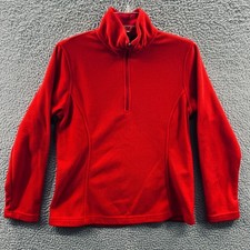 Lands End Womens Fleece Jacket S Red Cozy Outdoor Warm Winter 1/4 Zip Pullover