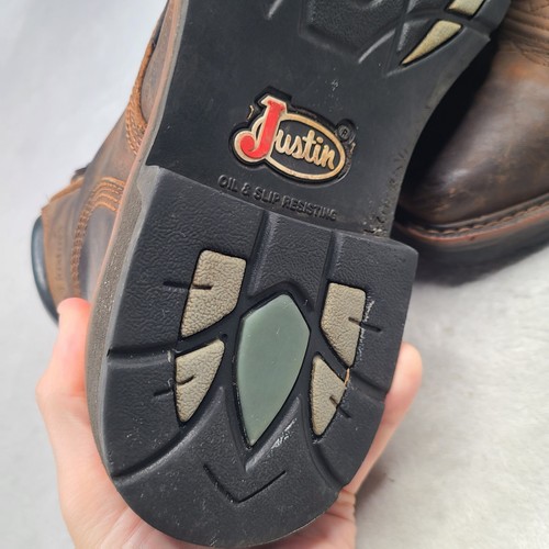 Justin Pulley 8" Stahlkappe Arbeitsstiefel Braun Herren Größe 10D 10 - Bild 18 von 22