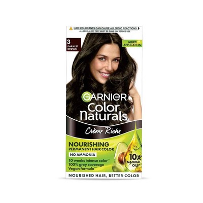 Garnier Naturals Cr�me Hair Color Shade 3 Darkest Brown,70ml+60g.
