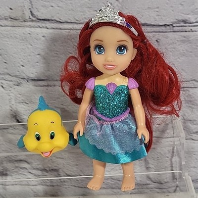 Disney Princess Petite Doll Little Mermaid Ariel With Flounder Lot 2 Figures