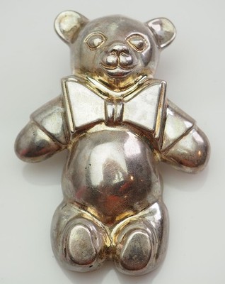 Joanie Nelkin gekleideter Teddybär Spielzeug Sterlingsilber Gürtelschnalle