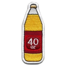 40oz Beer Bottle Patch Funny Old School Embro...