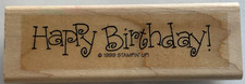 Stampin Up Stamps HAPPY BIRTHDAY Wood Rubber Single Stamp 3.75x1.25in 1999 vtg
