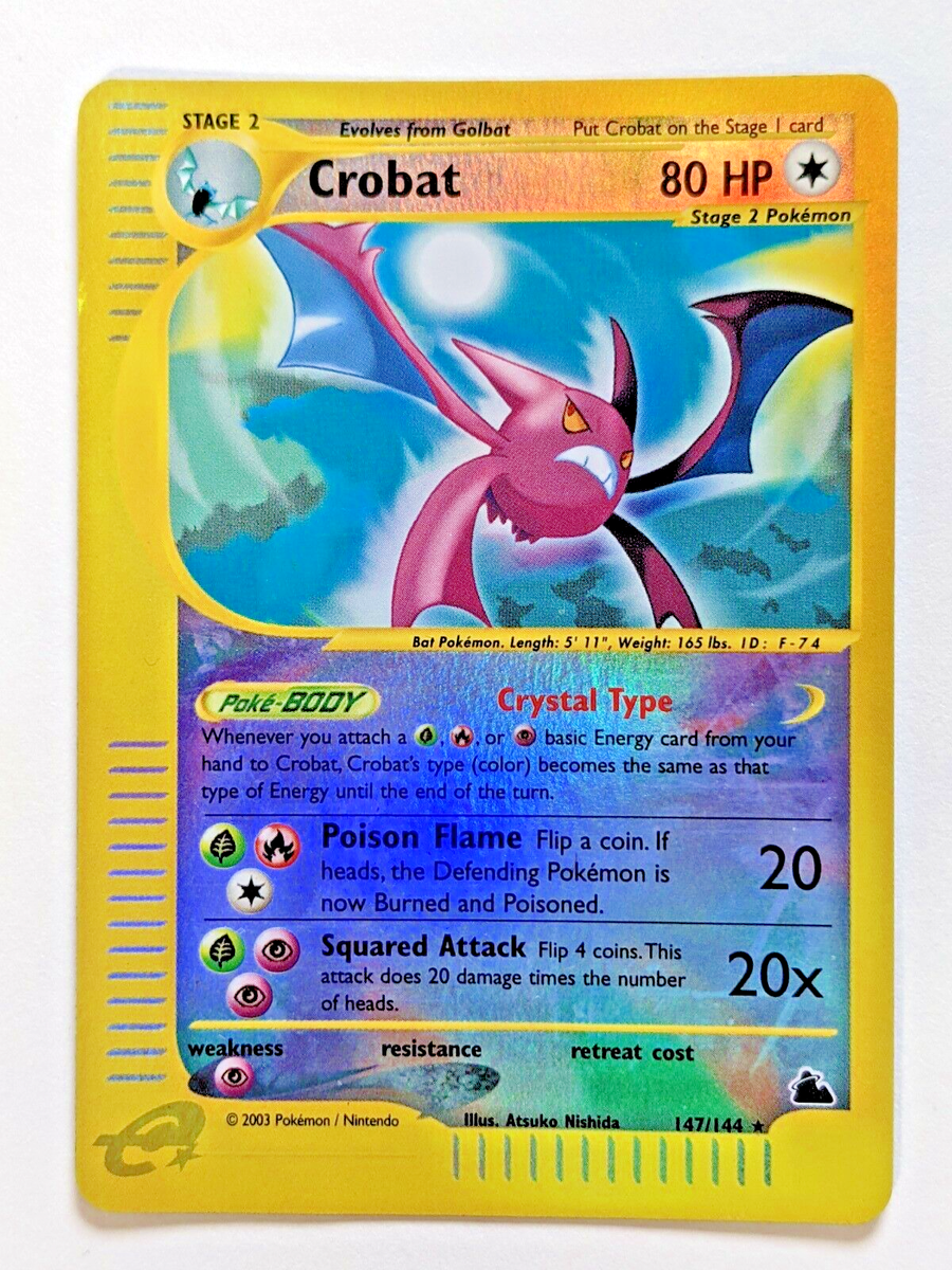 Pokemon: Crystal Crobat 147/144 Reverse Holo Secret Rare. Skyridge