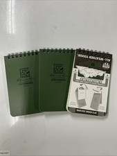 Rite in the Rain Top Spiral Notebook 3" x 5" Green Polydura All Weather 3 Pack