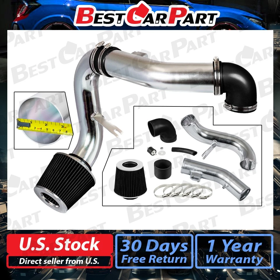 BCP NEGRO 05-10 Chevy Cobalt 2.2L/2.4L L4 LT LS Sport admisión de aire frío + filtro Foto 2 de 4