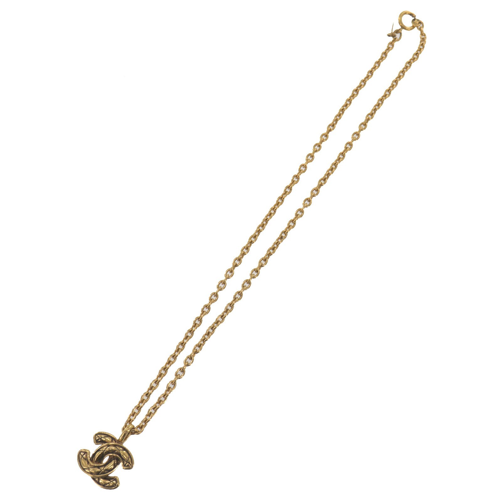 CHANEL CC Logos Used Necklace Pendant Gold-Plated 3858/ Vintage #CX581 O thumbnail 2