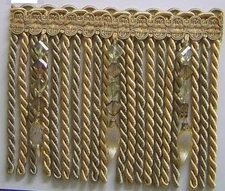 6.5" Bullion Fringe Gold, Sage Green with Clear light Gold, Brown, Green Beads