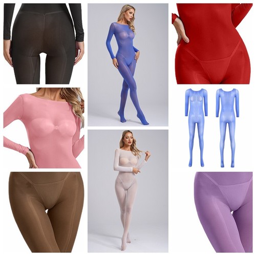 Women Bodysuit Long Sleeve Romper Night Club Jumpsuit Sleepwear Footed Zentai - Picture 3 of 106