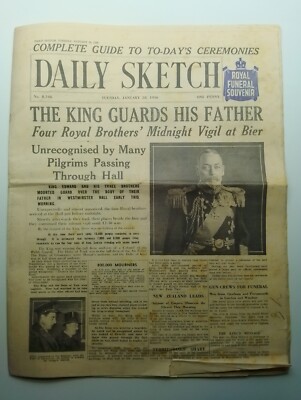 2 Editions Of The Daily Sketch 28/1/36 Funeral King George,4/12/36 Mrs W Simpson