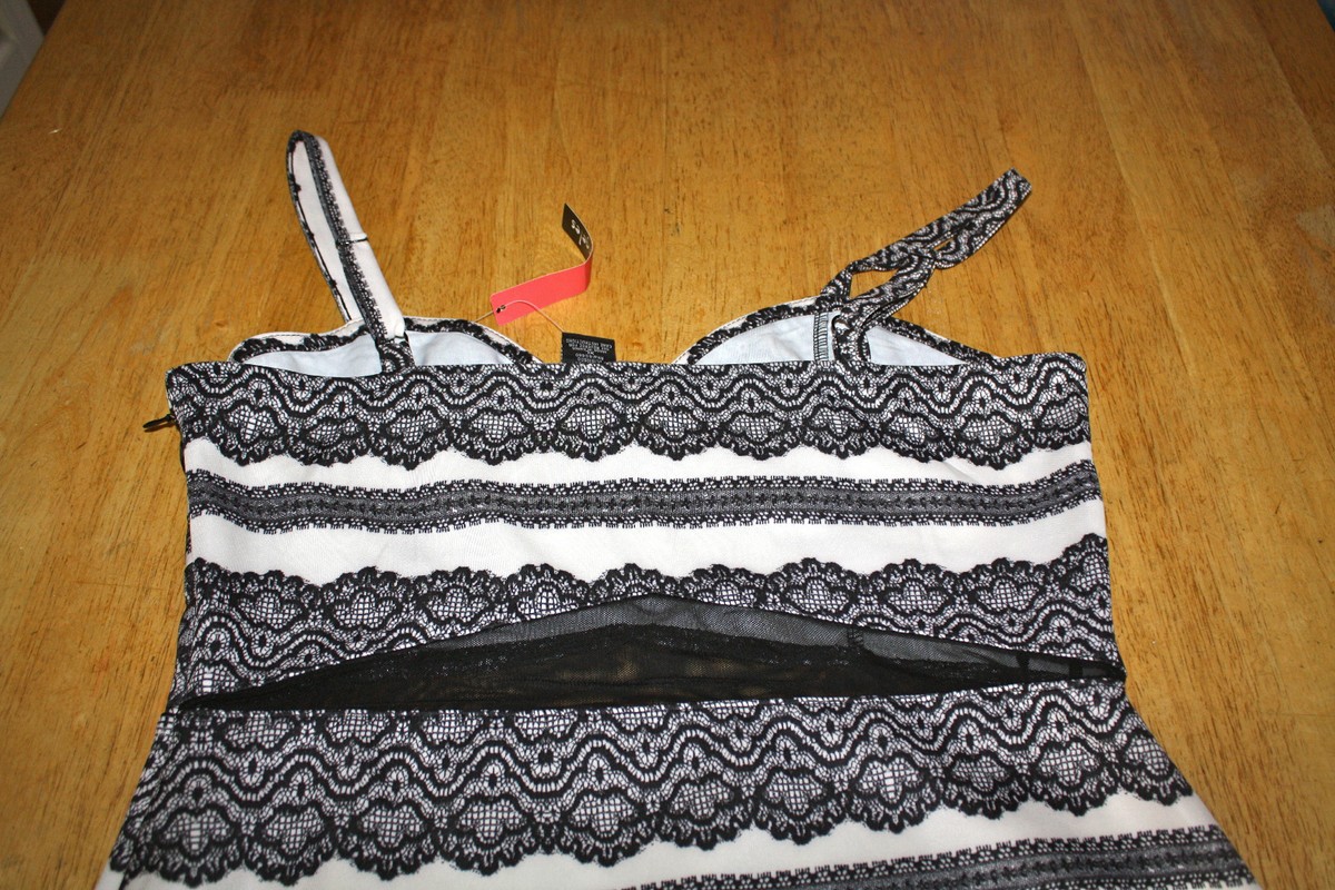 Robe Cocktail Fire Los Angeles - Noir Et Blanc - Taille L Junior - Spaghetti Strap - Neuf