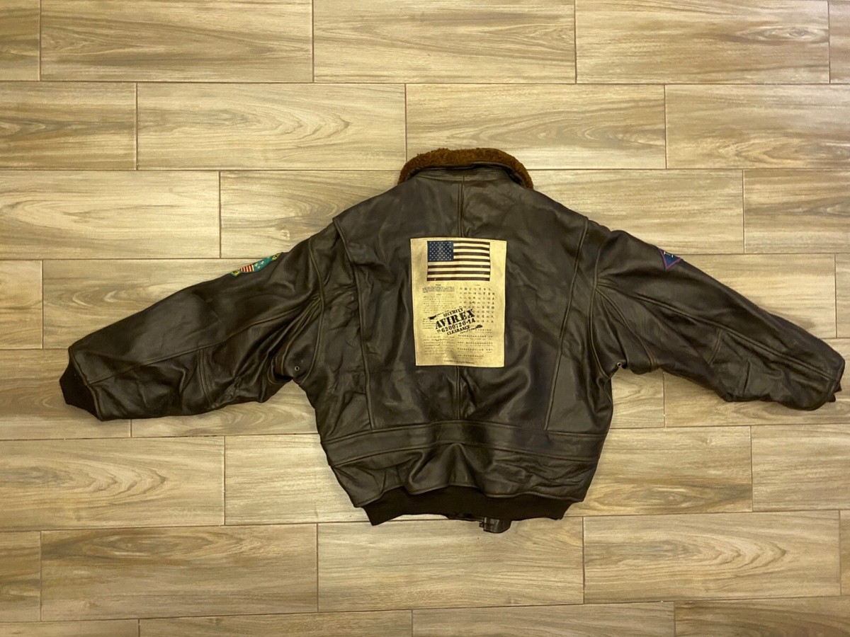 VTG Avirex Leather Jacket Navy Military Made in USA Flight VTG Avirex Leather Jacket Navy Military Made in USA Flight