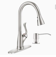 APPASO Pull Down Kitchen Faucet with Sprayer w Soap Dispenser - Brushed Nickel
