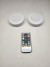 AAA Battery Puck Lights 2 Pcs with Wireless Remote RGBW Dimmable Closet   