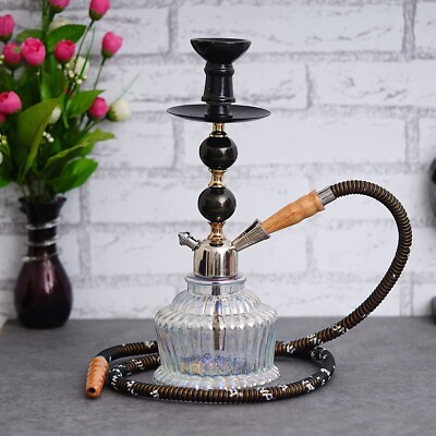 Premium Designer Football Style 15 Inch Glass,Iron QT Hookah Set (Black)