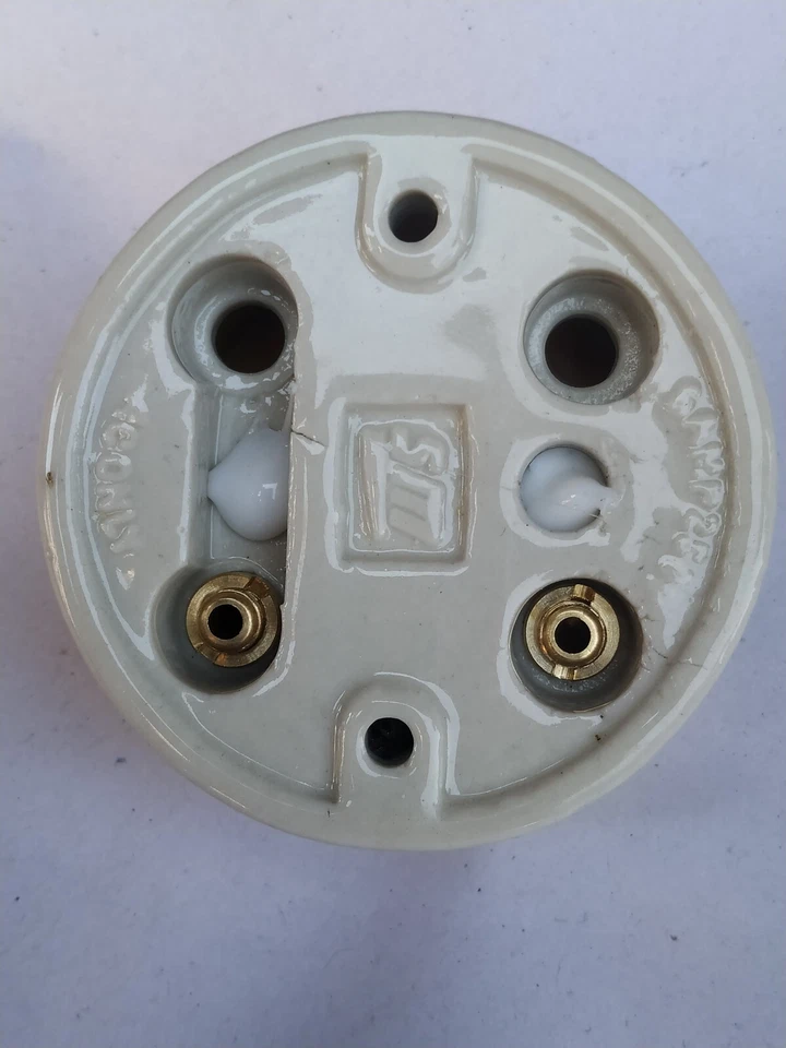 Vintage Brass & Ceramic Electric Swith Button Door Bell Rose Flower Design Decor - Image 4 of 4