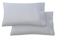 Pair GRAY HOTEL STRIPE MICROFIBER PILLOWCASES King N33