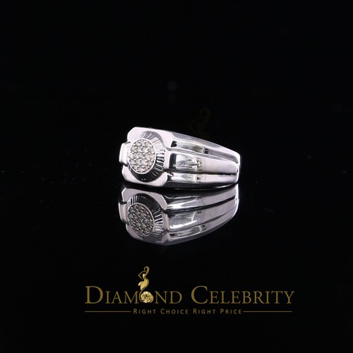 925 Sterling Silver White Metal with 0.25CT Real Diamond Wide Men's Ring SZ 11 - Picture 7 of 11