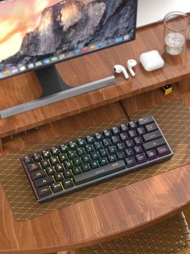 RGB 61 Key Gaming Keyboard Mini 60% Mechanical Feel Ultra-Compact Waterproof UK - Picture 16 of 20