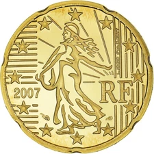 [#184282] France, 20 Euro Cent, 2007, Paris, BE, MS(65-70), Brass, KM:1411