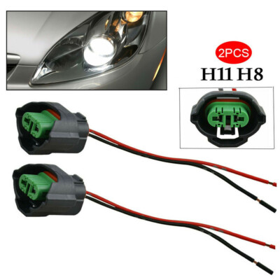 2Pcs H11 H8 Female Connector Adapter Harness - Fog Light DRL Wiring Socket Plug
