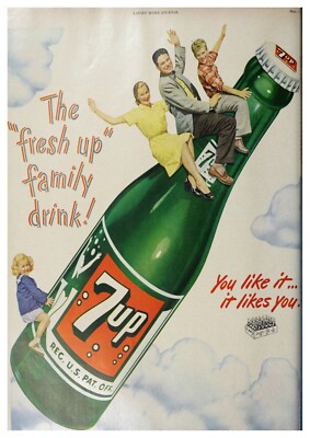 Reproduktion Vintage Werbung ''7UP'' Poster, Haus Wandbild, Größe: A2