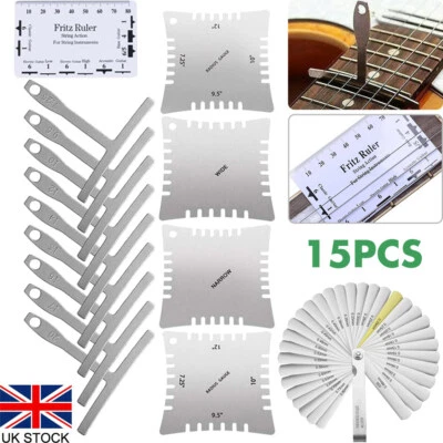 15 Pieces Guitar Luthier Tools Sets Guitar Radius Gauge for Electric Guitar UK