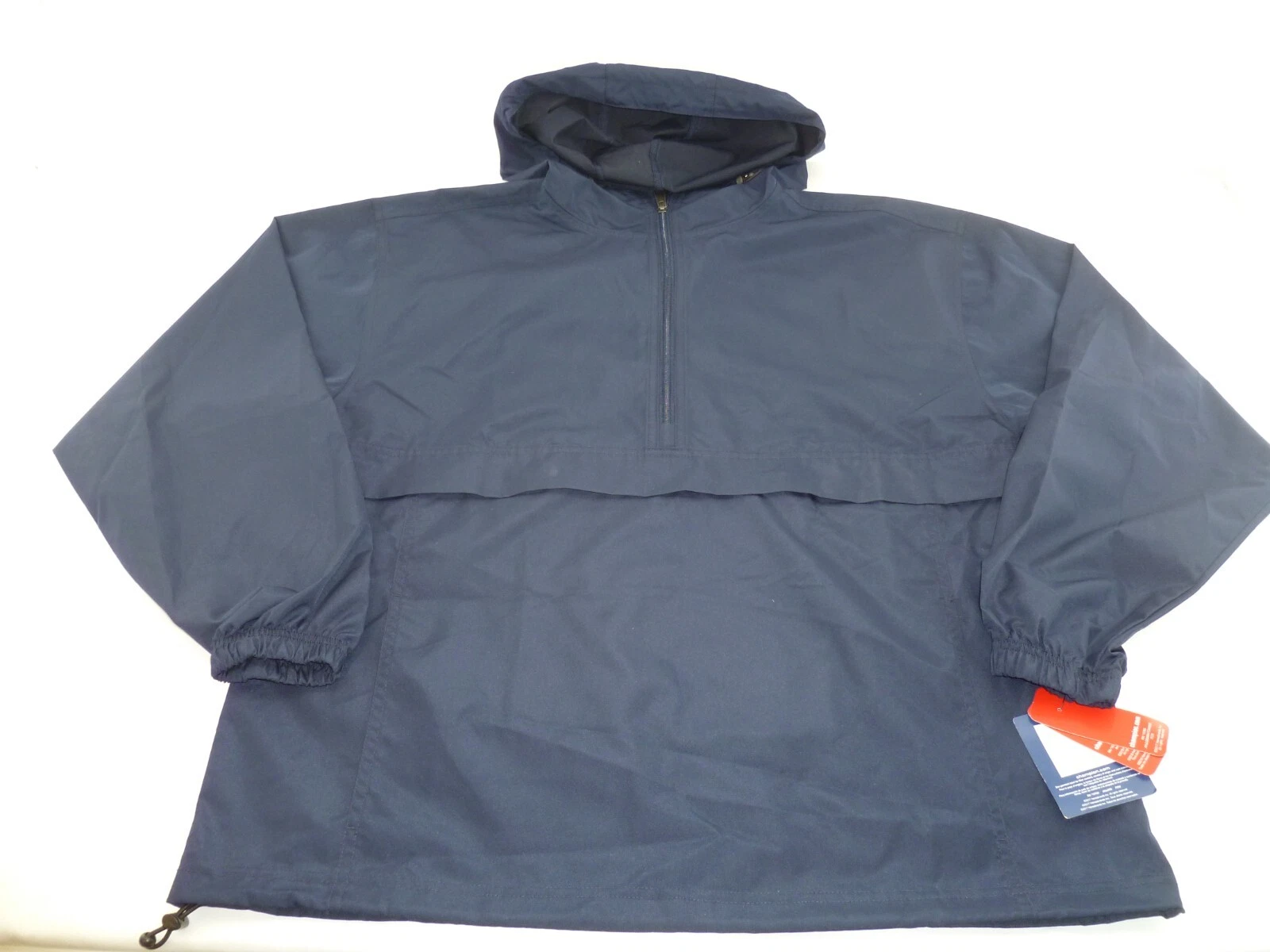 NEW Men's Champion 1/2 Zip Packable Rain Jacket, XL Navy