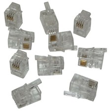 4P4C RJ Crimp Plug Connector - Pack of 10 - Small Telephone 4 pin RJ9/RJ10/RJ22